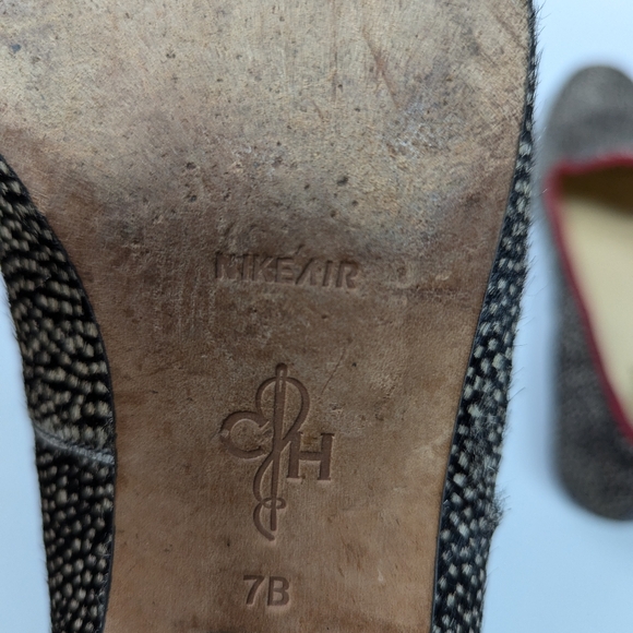 Cole Haan size 7 Calf Hair Speckled Loafers Slip On Red Trim Flats Old Money - Picture 8 of 12